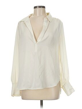 Banana Republic Women’s Cream Long-Sleeve V-Neck Blouse